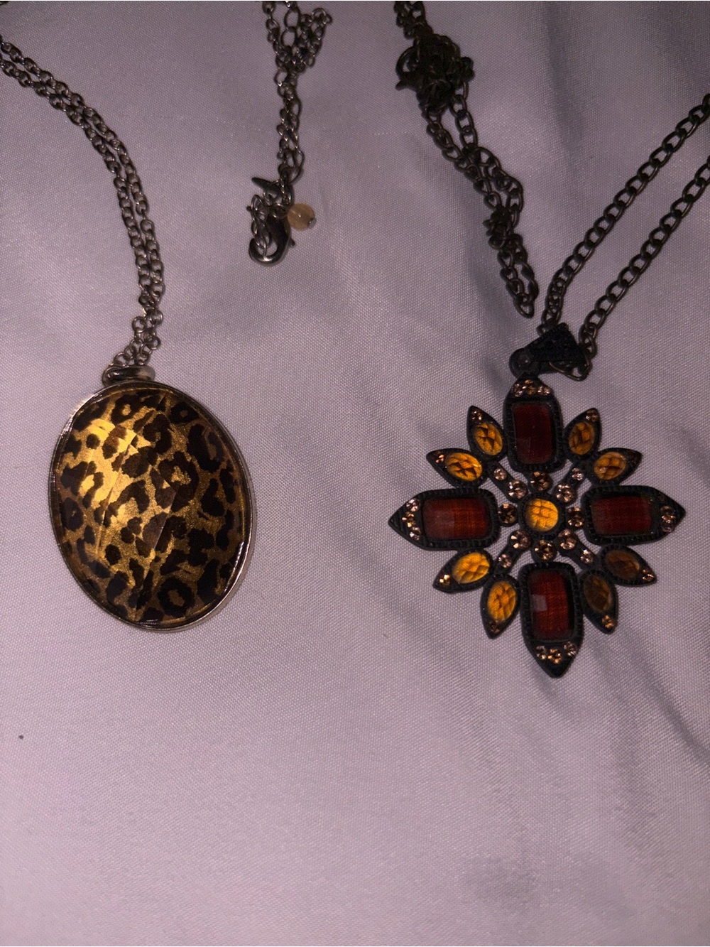 Set of 2 Vintage Costume Statement Necklaces | Gold Tone + JJH Leopard